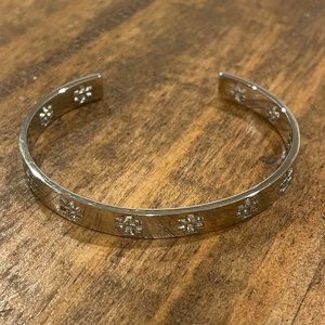 Silver Tory Burch Logo Cuff
